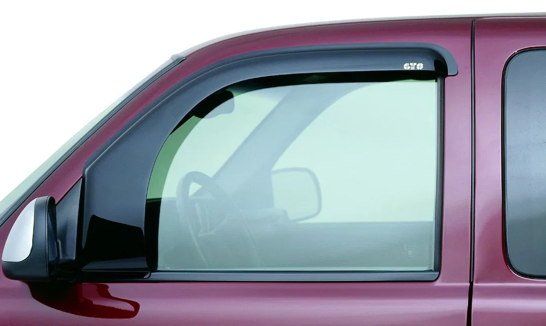 82113S – GT STYLING Rainguard, Extended Bubble Design Tape-On Smoke Acrylic Set of 2